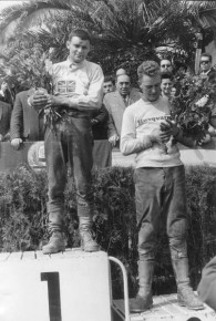 Dave Bickers (1st) and Torsten Hallman (2nd) at the Spanish GP